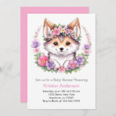 オオカミの群れのお祝い: 女の子のベビーシャワー 招待状 (正面/裏面)