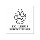 オオカミの肉球プリント エクスリブリス オーダーメイド名前 ラバースタンプ (インプリント)