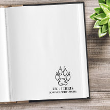 オオカミの肉球プリント エクスリブリス オーダーメイド名前