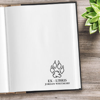 オオカミの肉球プリント エクスリブリス 個人名 カスタム ラバースタンプ