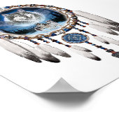 オオカミの背景を持つドリームキャッチャー ポスター (角)