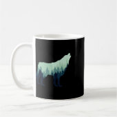 オオカミの自然のアウトドア 森のキャンプ ハイキング ギフト コーヒーマグカップ (左)