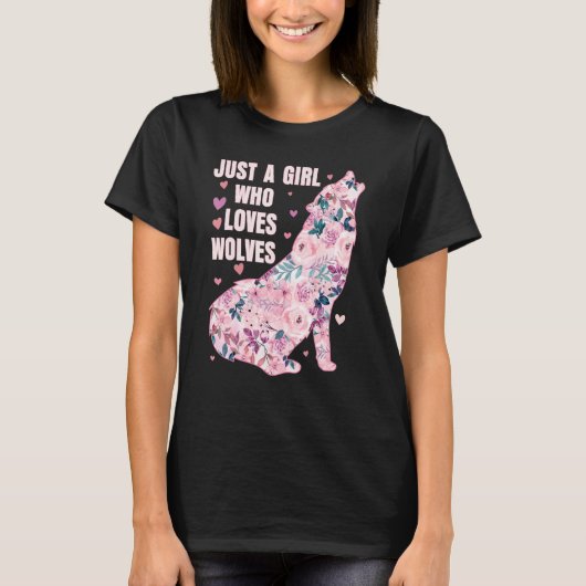 オオカミの花を愛する女の子だけカット Tシャツ (正面)