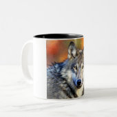 オオカミの芸術の絵画 ツートーンマグカップ (正面左)