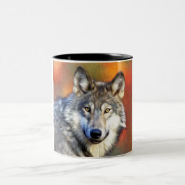 オオカミの芸術の絵画 ツートーンマグカップ