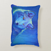 オオカミの芸術|の青いオオカミが付いている野性生物のギフト アクセントクッション (裏面(縦))