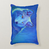 オオカミの芸術|の青いオオカミが付いている野性生物のギフト アクセントクッション (正面(垂直))