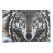 オオカミの装飾の感動的なポートレート 枕カバー (正面右)