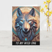 オオカミの誕生日カード カード (黄色い花)