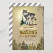 オオカミの誕生日パーティーの招待 招待状 (正面/裏面)