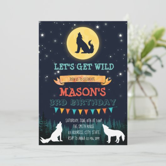 オオカミの誕生日パーティーの招待 招待状 (スタンド正面)