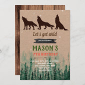 オオカミの誕生日パーティー招待状 招待状 (正面/裏面)