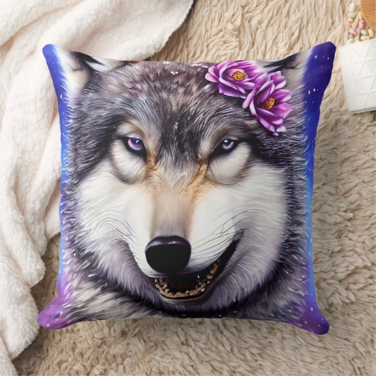 オオカミの輝き クッション (ブランケット)