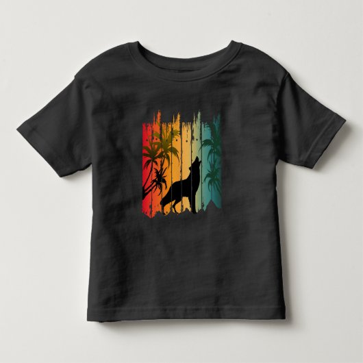 オオカミの遠吠えと日没 トドラーTシャツ (正面)