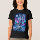 オオカミの遠吠え オーロラ 月 トライブレンドＴシャツ (正面)
