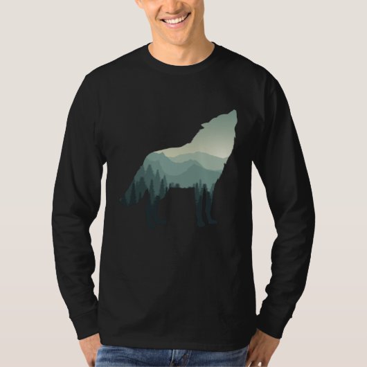 オオカミの遠吠え 山林 Tシャツ (正面)