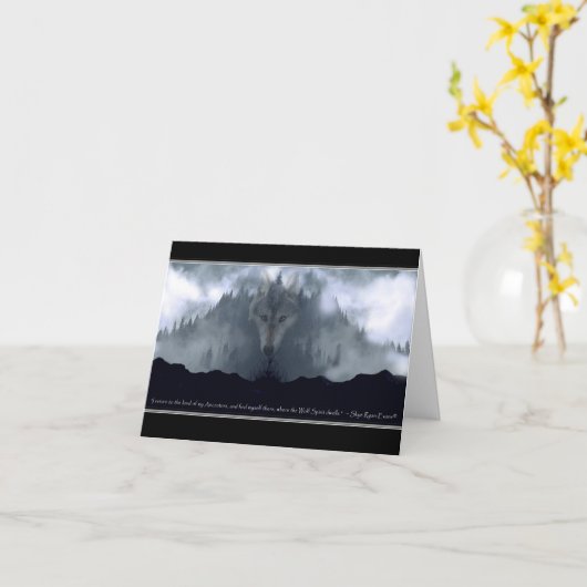 オオカミの野性生物のメッセージカードの精神 カード (黄色い花)