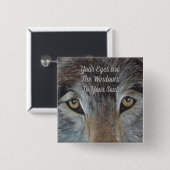 オオカミの野性生物の写真は感情的なスローガンを注目します 缶バッジ (正面&裏面)