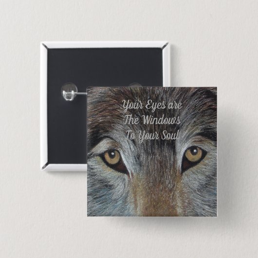 オオカミの野性生物の写真は感情的なスローガンを注目します 缶バッジ (正面&裏面)