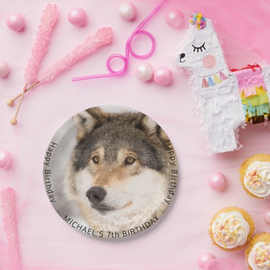 オオカミの野生の男の子の誕生日パーティー ペーパープレート (パーティー)