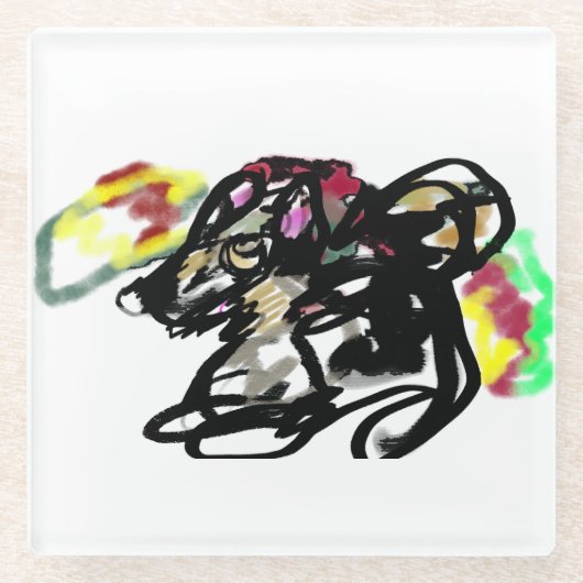 オオカミの野生の秋 ガラスコースター (正面)