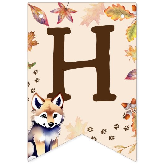 オオカミの野生の1つのウッドランズの誕生日パーティバナー バンティングフラッグ (第2の旗)