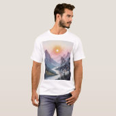 オオカミの錯視がある雄大な山々 Tシャツ (正面フル)