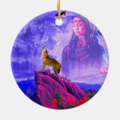 オオカミの霊の素晴らし呼び声 セラミックオーナメント (裏面)