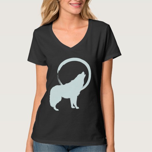 オオカミの霊獣 聖なるシャーマン ネイティブアメリカン C Tシャツ (正面)