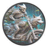 オオカミの頭を取り付けたチョッパーのスケルトン アイスホッケーパック (正面)