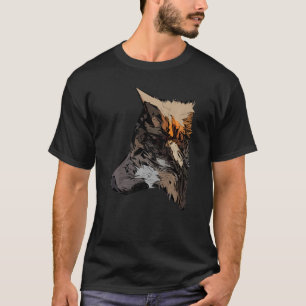 オオカミの頭部プレデター顔の野生動物のインプリント Tシャツ