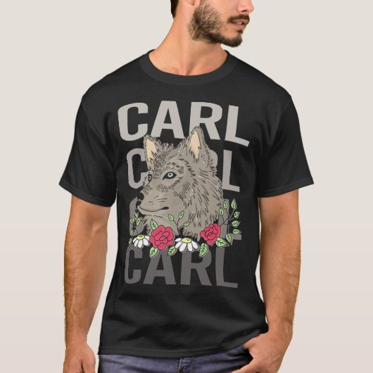 オオカミの頭部 - カール名 Tシャツ (正面)
