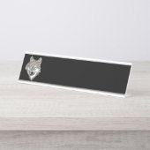 オオカミの頭部 デスクネームプレート (正面)