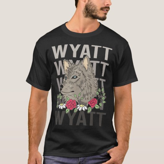 オオカミの頭部 - Wyatt 名前 Tシャツ (正面)