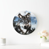 オオカミの顔 ラージ壁時計 (ホーム)