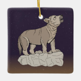 オオカミの鳴き声 セラミックオーナメント