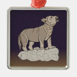 オオカミの鳴き声 メタルオーナメント