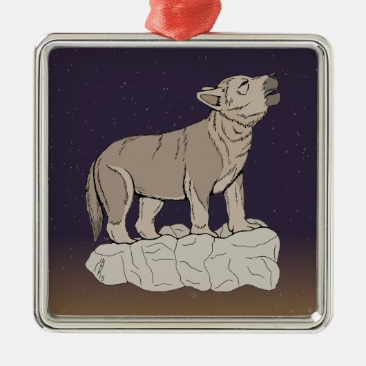 オオカミの鳴き声 メタルオーナメント (正面)