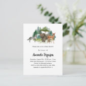 オオカミの鹿が生える赤ちゃんシャワーウッドランド森林動物 インビテーションポストカード (スタンド正面)