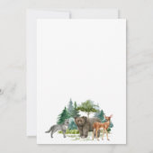 オオカミの鹿が生える赤ちゃんシャワーウッドランド森林動物 招待状 (裏面)