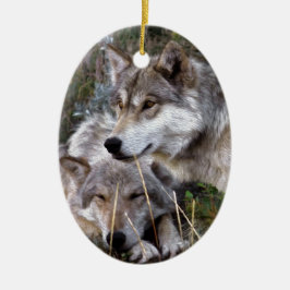 オオカミの~のデジタル油の苦痛 セラミックオーナメント