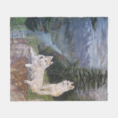 オオカミの"安全な避難所"のフリースブランケット フリースブランケット (正面(横))