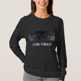 オオカミはアルファ女性の長袖のワイシャツを注目します Tシャツ