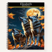 オオカミはスケッチブック白熱［赤熱］光を放つの月のところで泣いている ノートブック (正面)