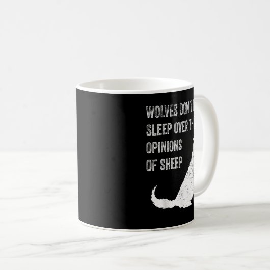 オオカミはヒツジの意見で眠れない コーヒーマグカップ (正面右)
