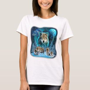 オオカミは月で吠えるオオカミ野生動物オオカミ Tシャツ