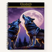 オオカミは月光の空を見ながら遠吠えしている ノートブック (正面)