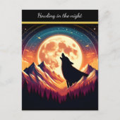 オオカミは月明かりの下で吠える ポストカード (正面)