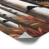 オオカミは樺の木の木々の間に ポスター (角)