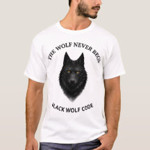 オオカミは決して嘆願しない ブラックウルフ グラフィックTシャツ